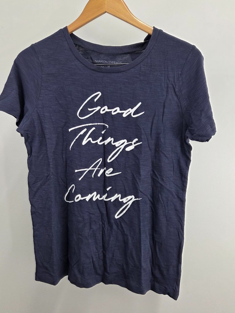 Grayson Threads Graphic T-Shirt Women’s Medium Blue Cotton Blend Casual Tee Nwt